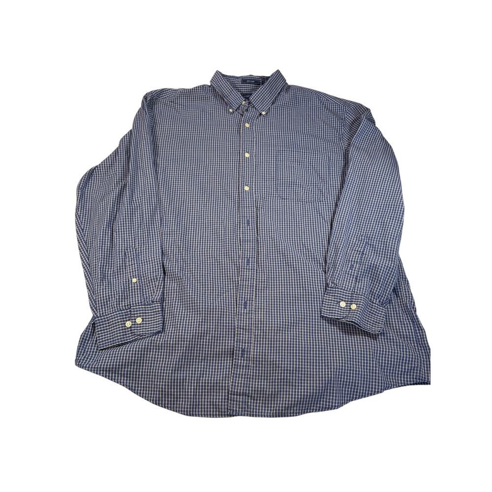 Saddlebred Mens Big Tall blue white check button up Size 2XLT. casual, workwear